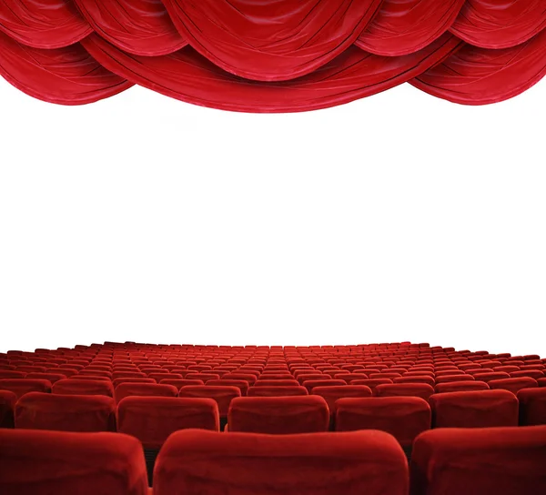 Кінотеатр з червоними шторами — стокове фото