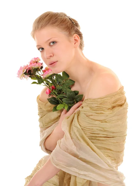 Chica transparente con una rosa — Foto de Stock