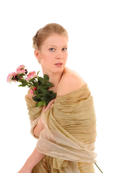 Chica transparente con una rosa — Foto de Stock