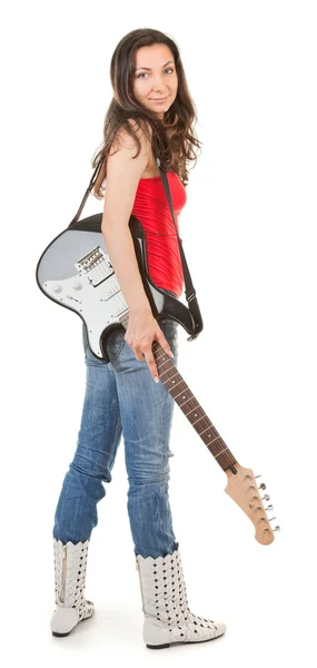 带着吉他的女孩 — 图库照片
