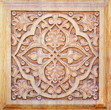 Traditional ornament on wood products clipart