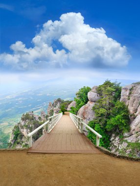 Scenic park wooden bridge clipart