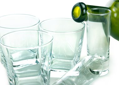 Still life of glass objects clipart