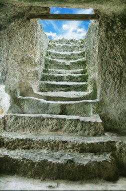 eski mağara şehir kalıntıları merdiven