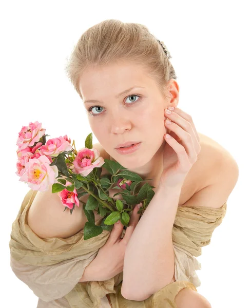 Porträtt av en flicka med en blomma — Stockfoto