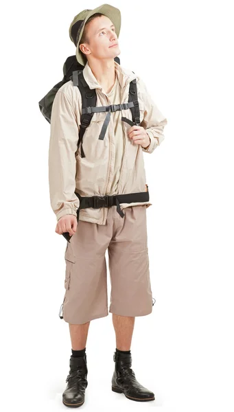 Junge Touristin in Weiß — Stockfoto