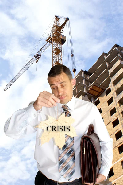 Finans krisen i konstruktion — Stockfoto