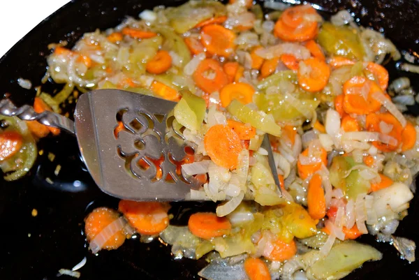 Appetizing fried aromatic vegetables garnish — Stock Photo, Image