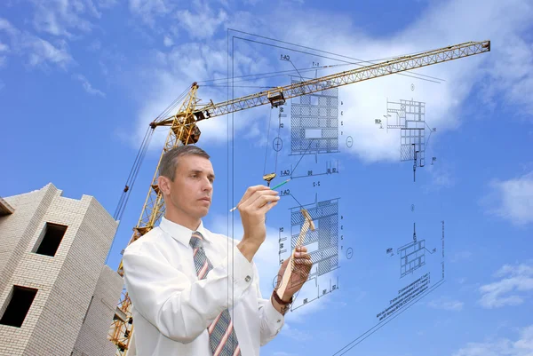 Ontwerpen van technologie in de bouw — Stockfoto