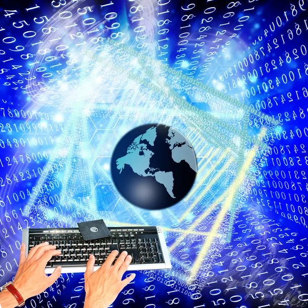 Die höchste Technologie, die das Internet zur Lösung globaler Probleme ermöglicht — Stockfoto