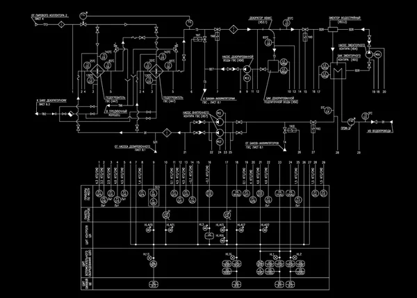 El esquema de ingeniería de la automatización de la decisión calor-mecánica —  Fotos de Stock
