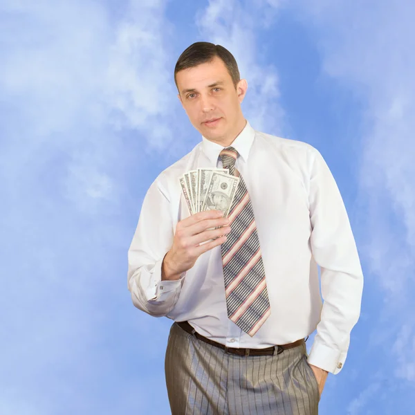 Úspěšný Podnikatel Vždy Vydělávat Peníze Obdrží Finanční Zisk — Stock fotografie