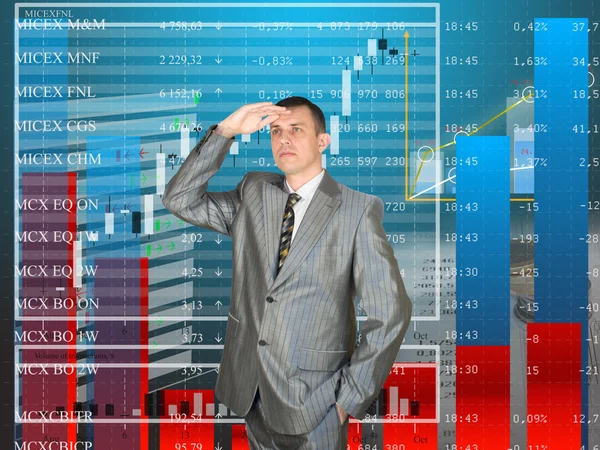 Successful Businessman Peers Horizons Financial Business — Stock Photo, Image