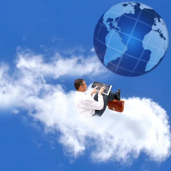 Businessman upon cloud — Stock Photo, Image