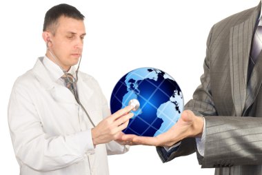 Health of the population of globe in our hands clipart