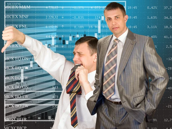 Teamwork of businessmen-brokers — Stock Photo, Image