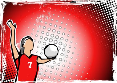 Red volleyball background 2 clipart