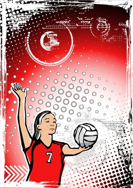 Red volleyball background — Stock Vector