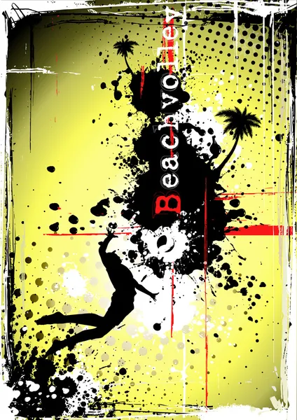 Gele beachball poster — Stockvector