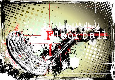 Dirty poster background of floorball clipart