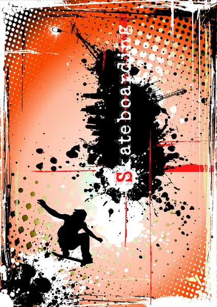 Hintergrund Des Schmutzigen Plakats Vom Skateboarden — Stockvektor