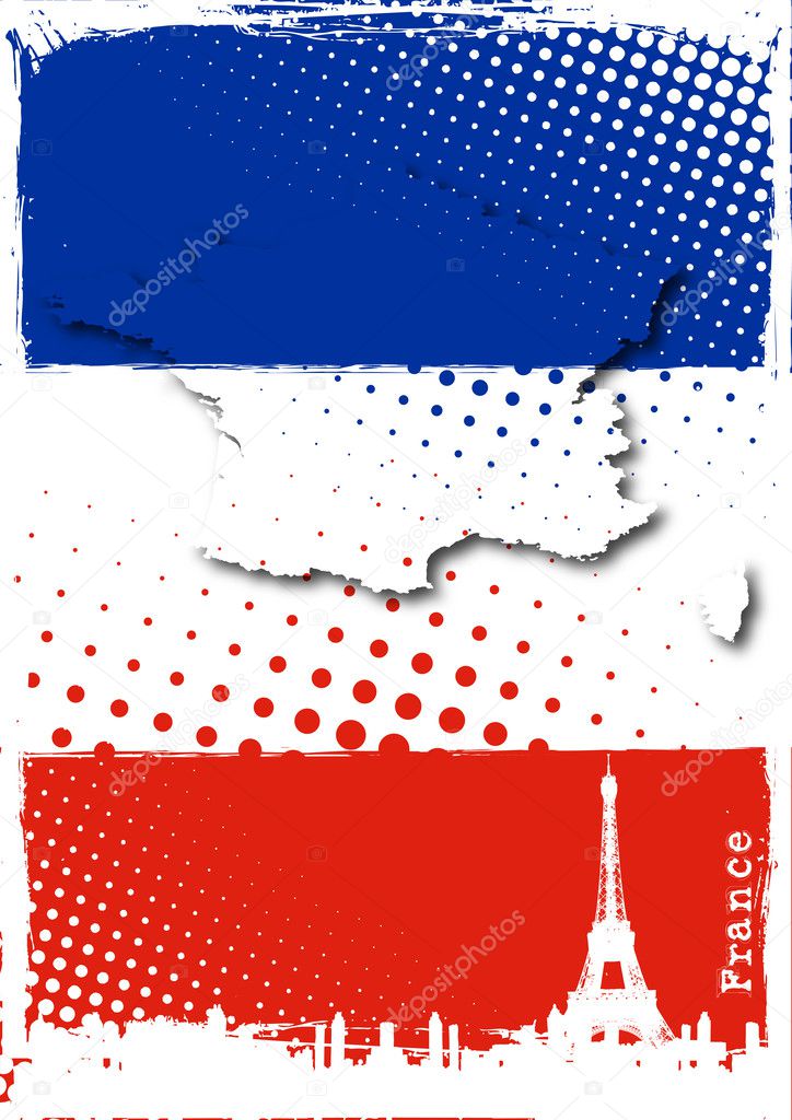 Fiffel tower on the french flag