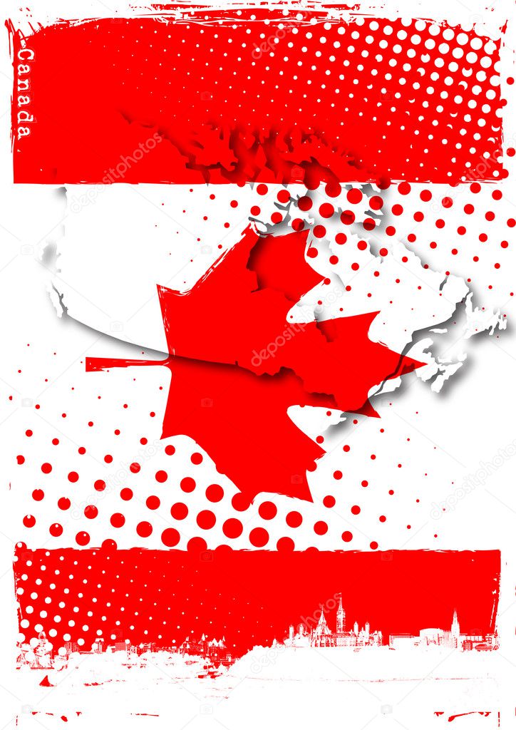 Map on the flag of canada