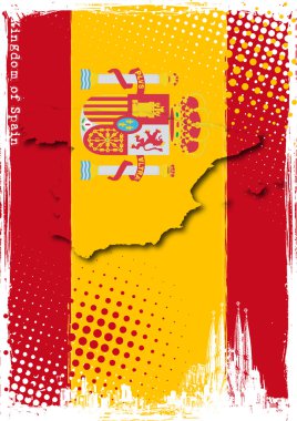 Map on the flag of spain clipart