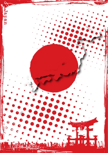 Carte Sur Drapeau Japon — Image vectorielle