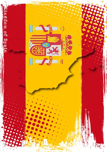Mapa Bandeira Espanha — Vetor de Stock