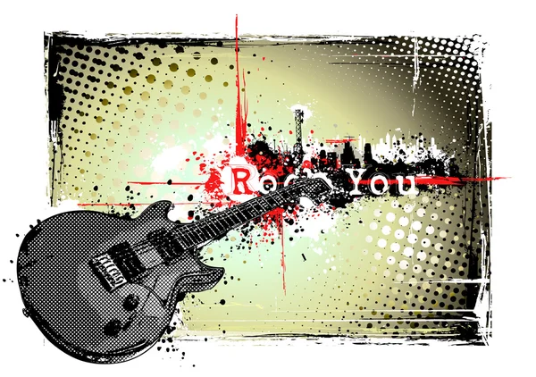 Брудний Плакатний Фон Електричної Гітари — стоковий вектор