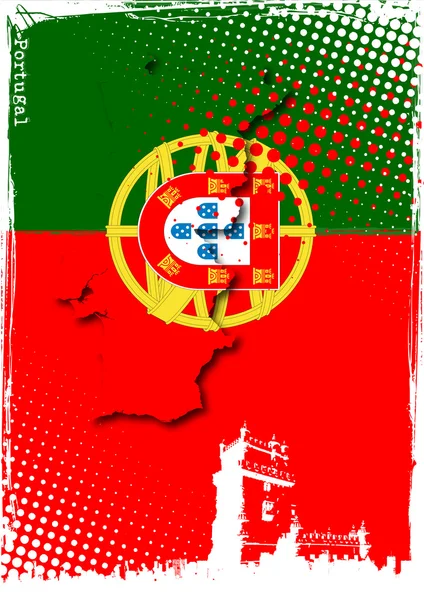Mapa Bandeira Portugal —  Vetores de Stock