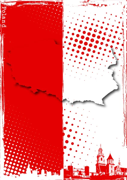 地图上的波兰国旗 — 图库矢量图片