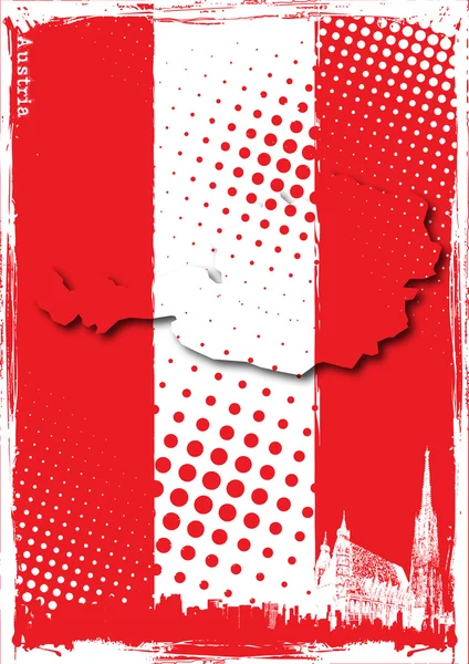地图上的奥地利国旗 — 图库矢量图片