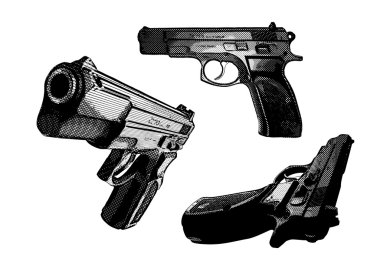 Three pistols clipart