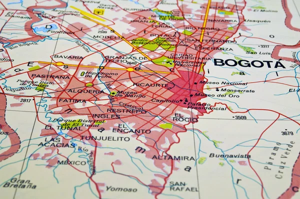 Μπογκοτά χάρτη — Φωτογραφία Αρχείου