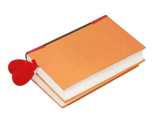 Love Novel Red Heart Bookmark Isolated White Background — Stock Photo, Image