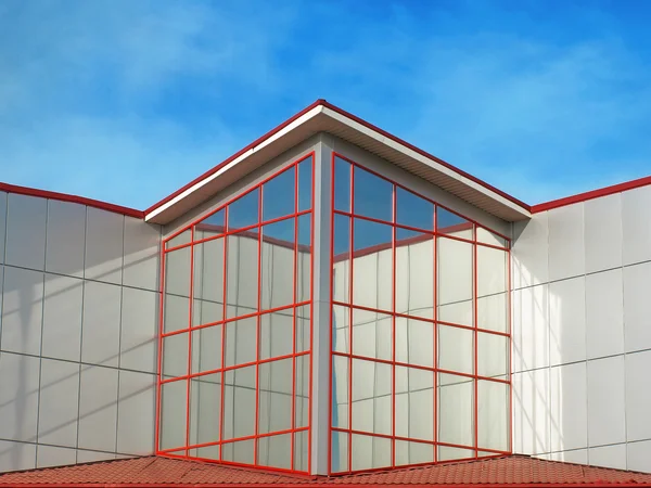 Modern Building Glass Walls Blue Sky — Stock Photo, Image