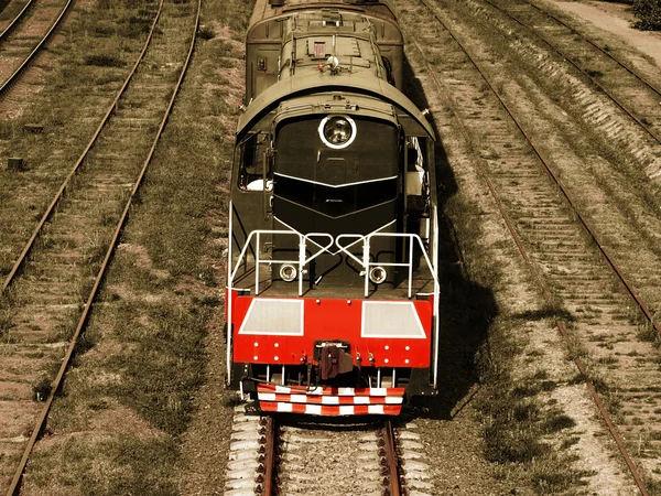 Locomotive.Selective sepia. — Stock Photo, Image