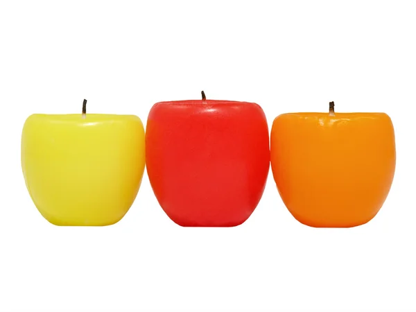 Three multicolored candles. — Stock Photo, Image