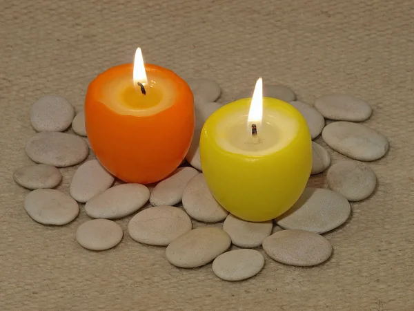 Two colored candles. — ストック写真