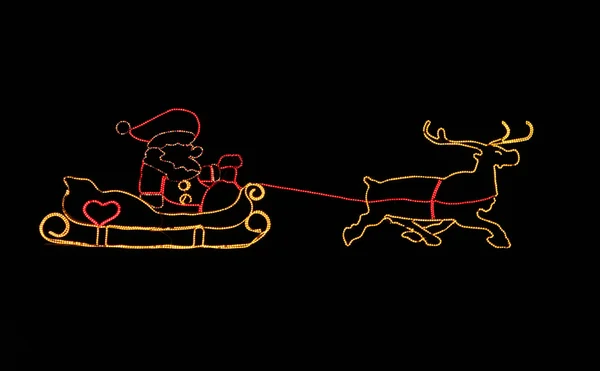 Pomyślna Święty Mikołaj w saniach — Zdjęcie stockowe