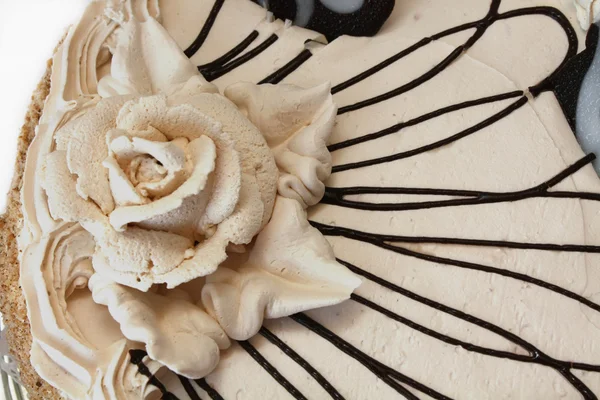 Flower of cream on cake — Stock Photo, Image