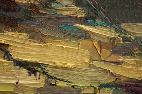 Gekleurde penseelstreken in olieverf op linnen — Stockfoto