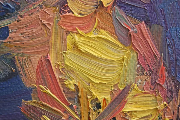 Colorful brushstrokes in oil on canvas — Stock Photo, Image