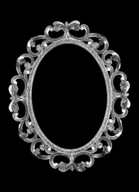 Isolated silver frame on a black background. clipart