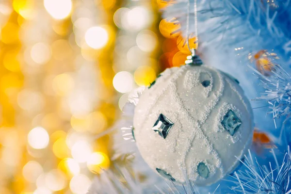 Christmas tree with white bauble — Stock Photo, Image