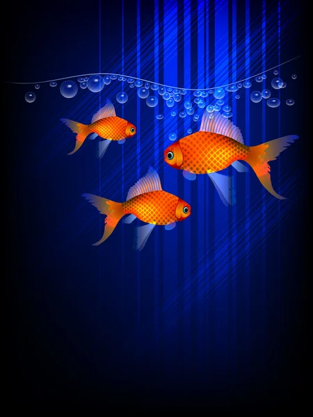 Background with three goldfishes — Stock Vector