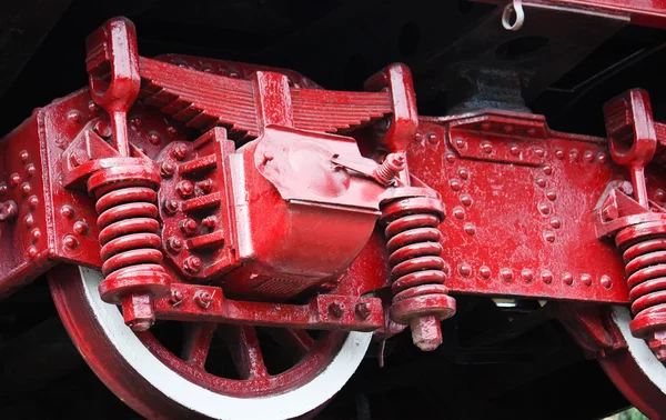 Detail of vintage steam engine locomotive wheels — Stock Photo, Image