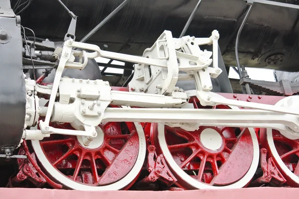 Detail vinobraní parní lokomotiva koly — Stock fotografie